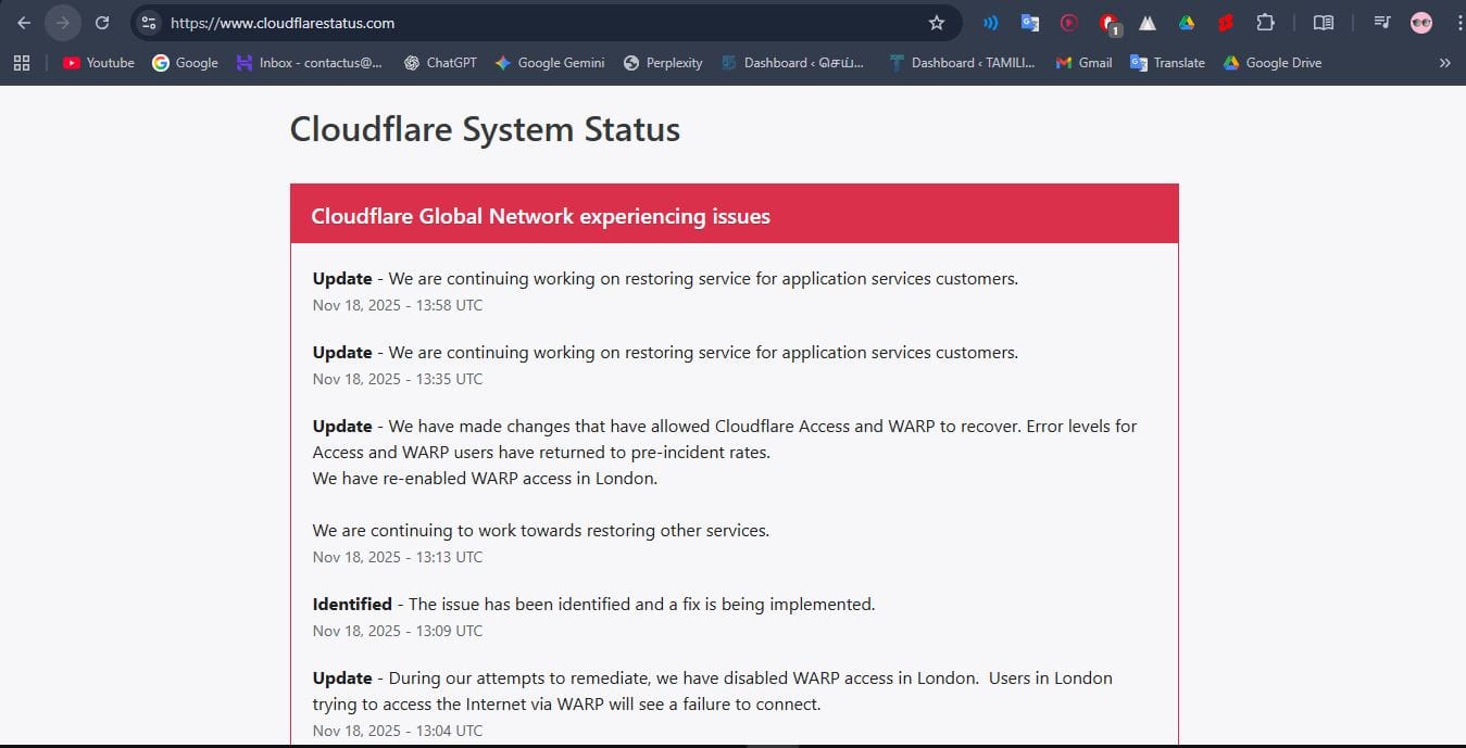 கிளவுட்ஃப்ளேர் முடக்கம்: X மற்றும் ChatGPT உலகளாவிய பாதிப்பு - இணையத்தின் அடித்தளம் ஆட்டம் காண்கிறதா?