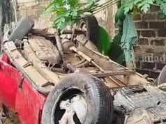 இன்று காலை ரயில் மோதி இழுத்துச் செல்லப்பட்ட கெப் வாகனம்!! இரு இளைஞர்கள் பலி!! வீடியோ