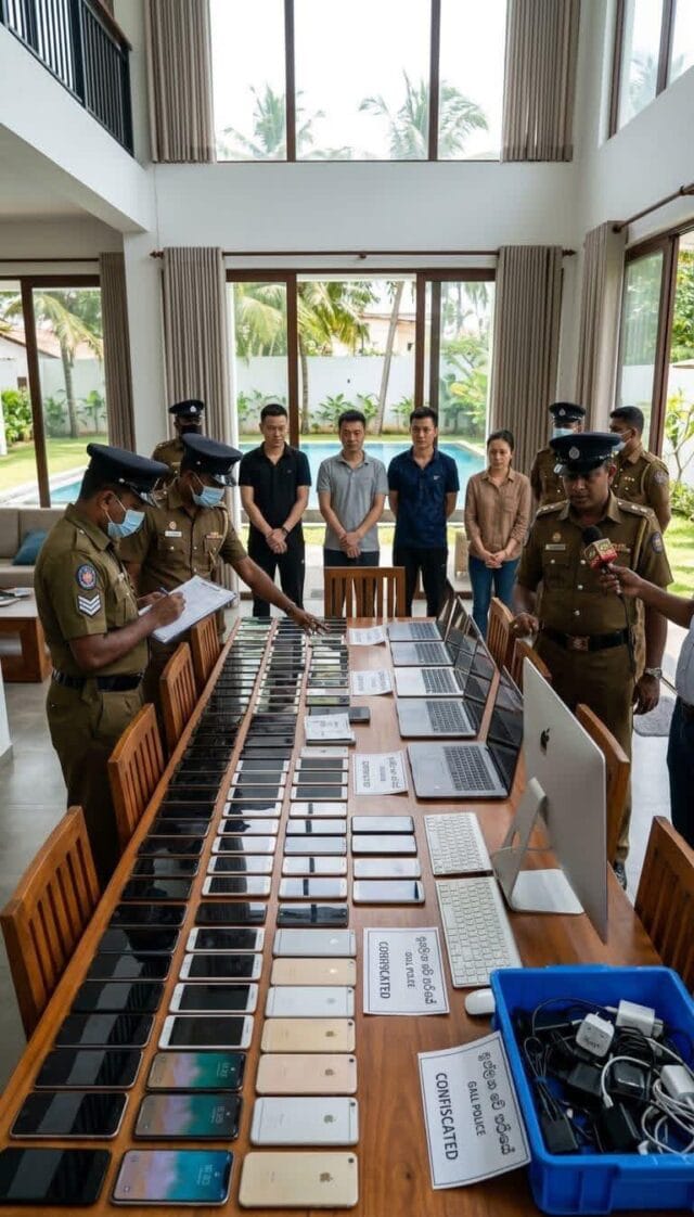 காலி சொகுசு பங்களாவில் ‘சீன – வியட்நாம்’ கும்பல் சிக்கியது! 84 போன்களுடன் பின்னணியில் நடந்த அதிர்ச்சிப் பின்னணி!