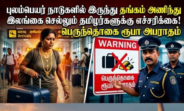வெளிநாடுகளிலிருந்து தங்க நகைகள் அணிந்து இலங்கை செல்லும் தமிழர்கள் அவதானம்!! பெருந்தொகை ரூபா அபராதம்!