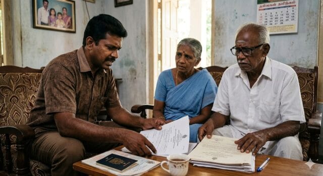 கனடாவுக்கு அழைப்பதாகக் கூறி யாழில் பெற்றோரின் 8 கோடி ரூபா பெறுமதியான சொத்தை அபகரித்த கனடா நிரோஜன்!!