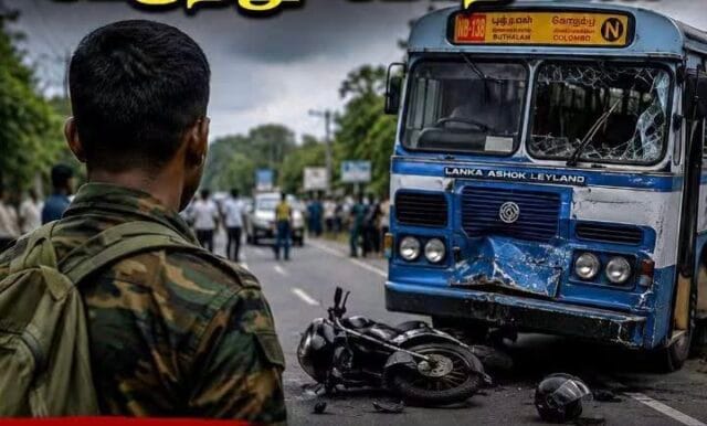 மகள்களைப் பாடசாலையில் விட்டுத் திரும்பிய படை அதிகாரி பேருந்து மோதி பலி