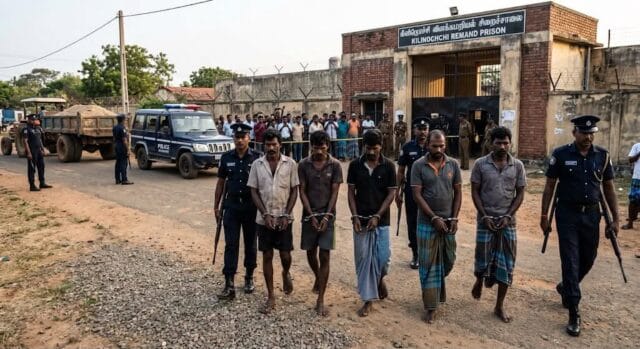 கிளிநொச்சியில் லஞ்சம் கொடுத்து மணல் கடத்த முற்பட்ட 5 பேர் சிறையில் அடைப்பு!