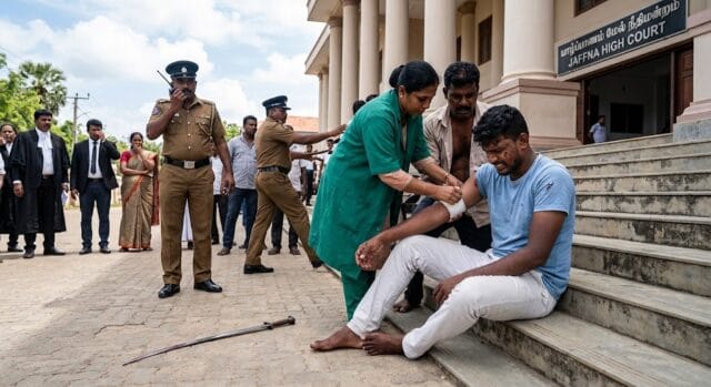 யாழில் நீதிமன்றில் சாட்சியமளித்த இளைஞர் மீது வாள்வெட்டு!