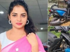 மோட்டார் சைக்கிளில் சென்ற திவ்யா உமாச்சந்திரன் வேன் மோதி பலி!!