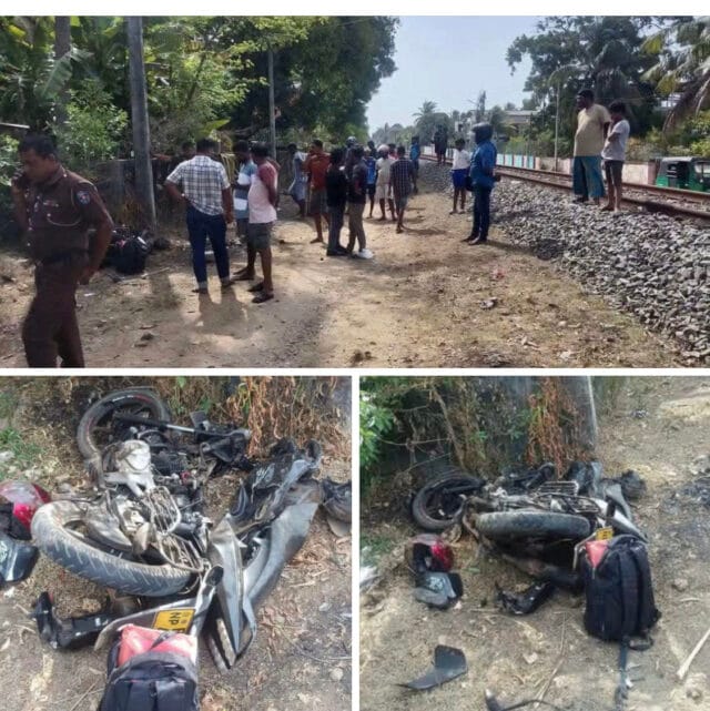 யாழ் அரியாலையில் ரயிலுடன் மோதி தந்தை பலி! பாடசாலை மாணவியான மகள் படுகாயம்! வீடியோ
