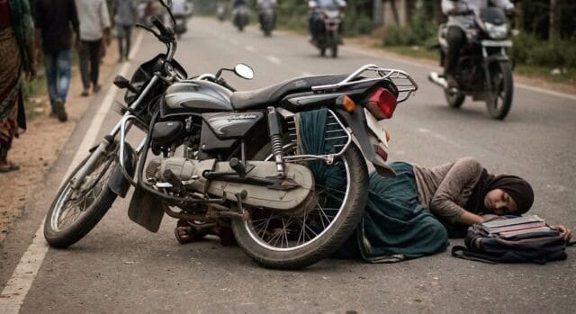 ஆடை மோட்டார் சைக்கிள் சக்கரத்தில் சிக்குண்டு பல்கலைக்கழக மாணவி பரிதாபகரமாகப் பலி!